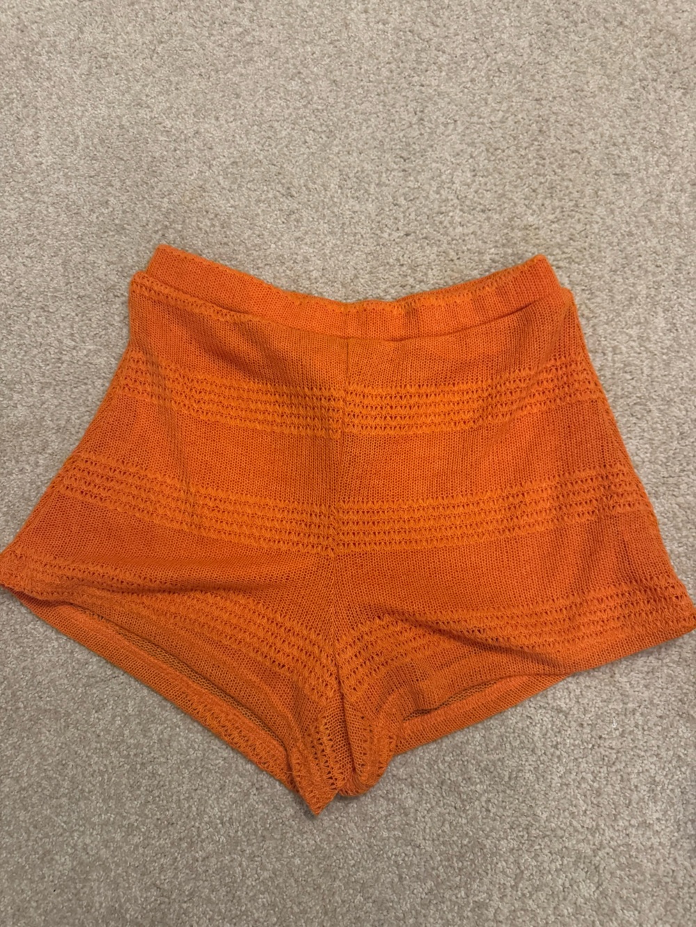 SHEIN Orange High-Waist Knit Shorts